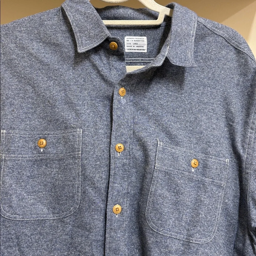 J. Crew Authentic Workwear Gray Button‎ Down Shirt Size Large